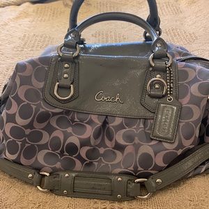 Coach Pink and Gray Signature C Satchel